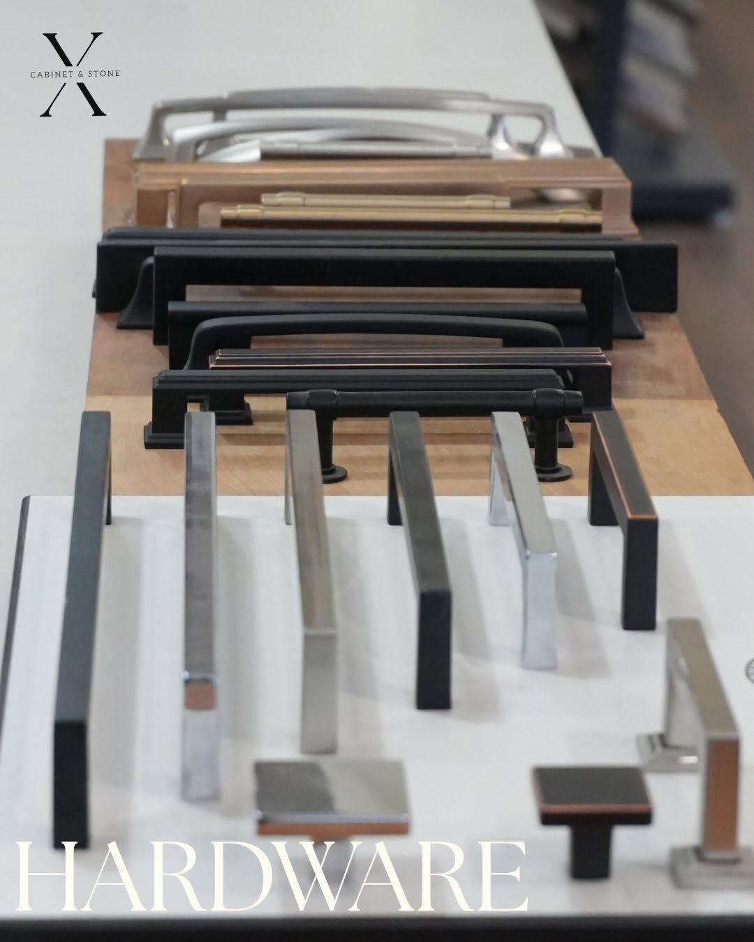 Cabinet pulls and hardware display at X Cabinet & Stone, Flagstaff, AZ