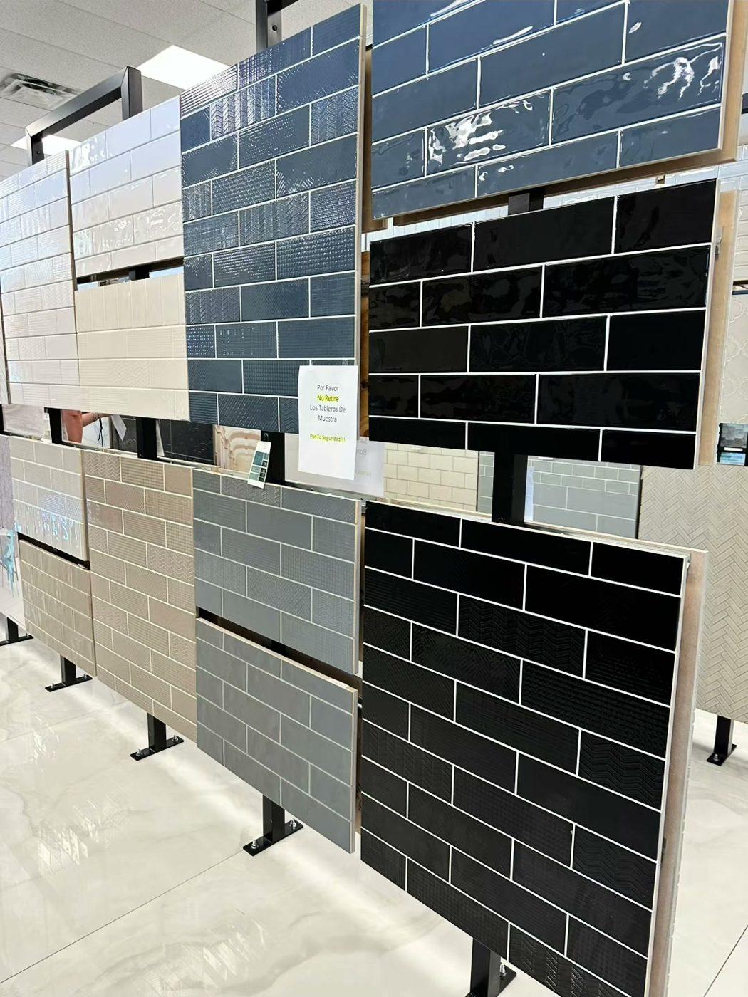 Subway and ceramic tile samples at X Cabinet & Stone, Flagstaff, AZ