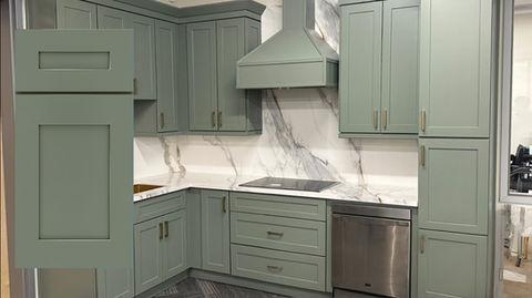 Olive Green Shaker Cabinet — available at X Cabinet & Stone Flagstaff