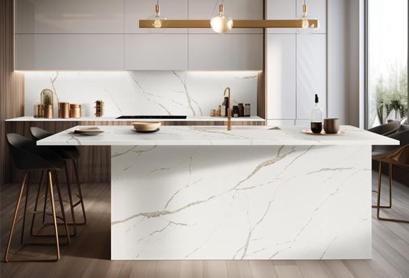 House of Laza's Calacatta Laza Quartz Countertop Surfaces at X Cabinet & Stone Flagstaff